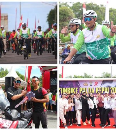 Foto : Polda Kepri gelar Fun Bike bersama Masyarakat dalam Rangka Hari Bhayangkara ke-79, berlangsung Meriah di Coastal Area, Tanjung Balai Karimun, Minggu (29/06/25) - (r/wati sgn)