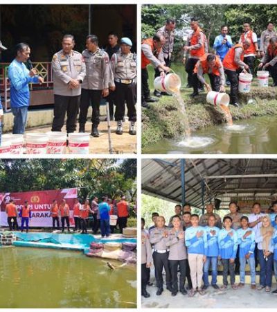 Foto : Kapolda Kepri, Irjen Pol.Asep Safrudin, S.I.K.,M.H., tabur 50.000 benih ikan Air Tawar, bertempat di Kolam Ikan Tibelat Farm, Tanjung Riau, Sekupang, Batam, Rabu (09/07/25) - (r/wati sgn)