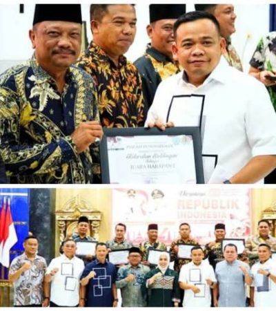 Foto Atas : Ketua DPRD Labuhanbatu Arjan Priadi Ritonga (Baju Putih) didampingi Lurah Sioldengan Asrul Alamsyah Pasaribu, SP.MM (Baju Batik), malam resepsi penghargaan Hari HUT RI ke-80, di Pendopo Rumah Dinas Bupati Labuhanbatu, Minggu malam (17/08/25) - (rzl)
Foto bawah : Bupati dan Wakil Bupati Labuhan Batu dan Forkompinda sesi Foto bersama pemenang.  (rzl)